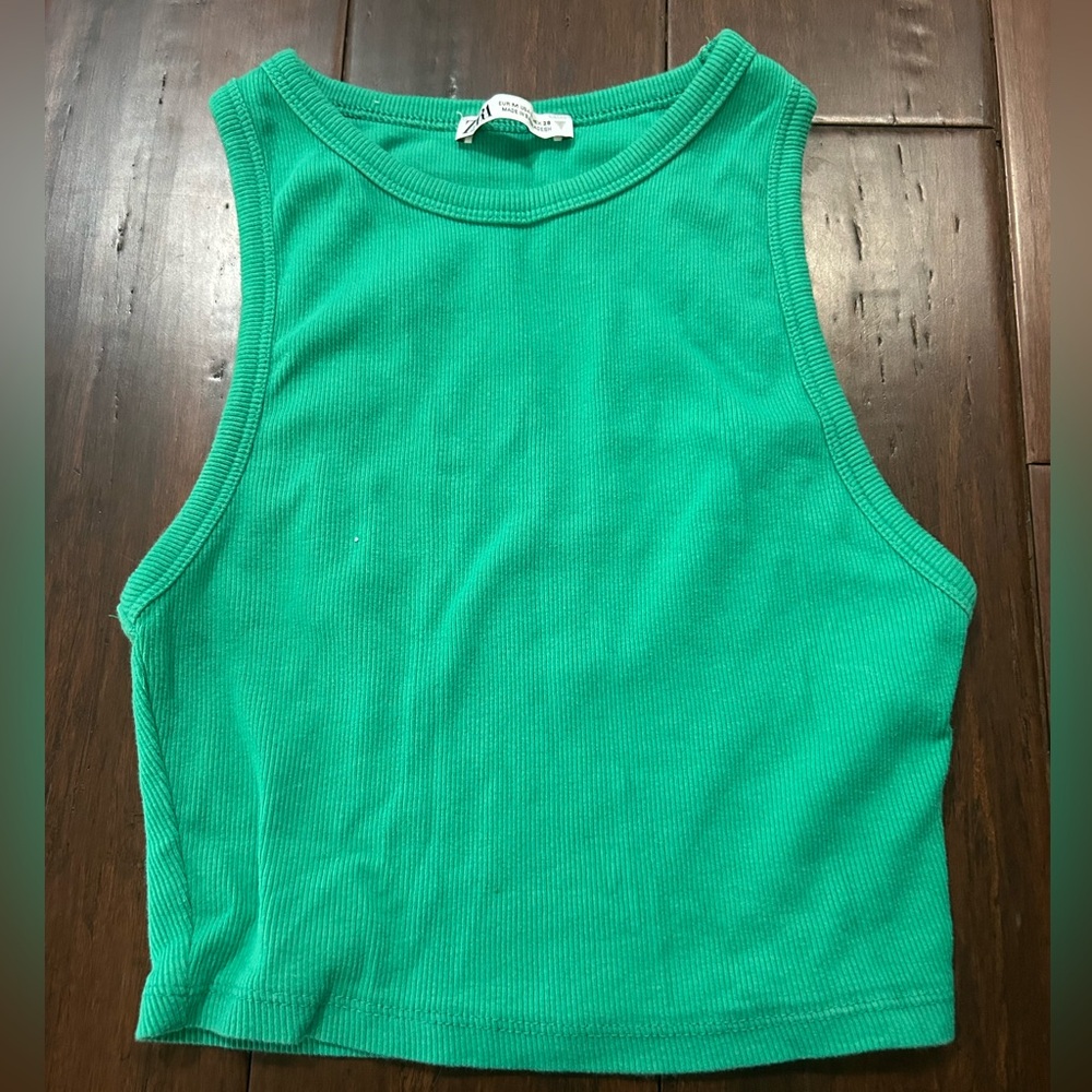 Green Zara crop top
